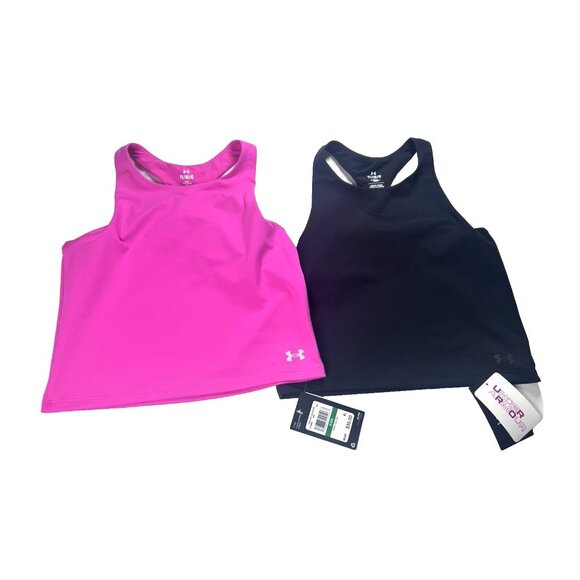Under Armour Other - Under Armour Motion Crop Tank Tops Girl's XL Pink & Black Sports Bra NEW